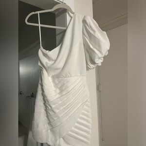 White off the shoulder mini dress
